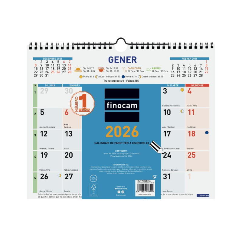 CALENDARIO DE PARED 2026 FINOCAM "COLOR: ESCRIBIR M" CATALÁN CALENDARIO DE PARED 2026 FINOCAM "COLOR: ESCRIBIR M" CATALÁN