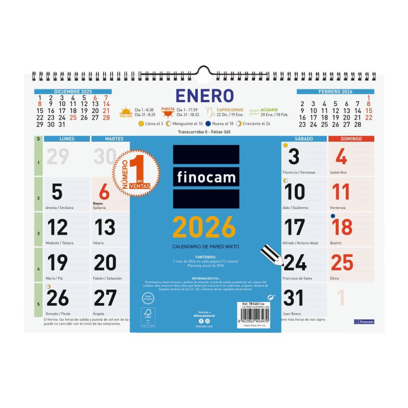 CALENDARIO DE PARED 2026 FINOCAM "COLOR: MIXTO L" CASTELLANO CALENDARIO DE PARED 2026 FINOCAM "COLOR: MIXTO L" CASTELLANO