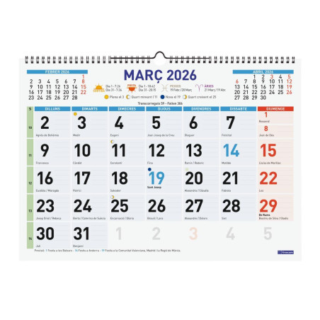 CALENDARIO DE PARED 2026 FINOCAM "COLOR: MIXTO L" CATALÁN
