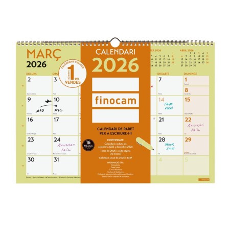 CALENDARIO DE PARED 2026 FINOCAM "GRAFIK" CATALÁN