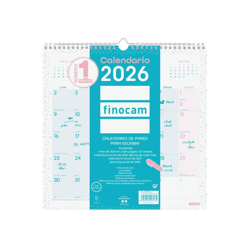 CALENDARIO DE PARED 2026 FINOCAM "CHIC" CASTELLANO CALENDARIO DE PARED 2026 FINOCAM "CHIC" CASTELLANO