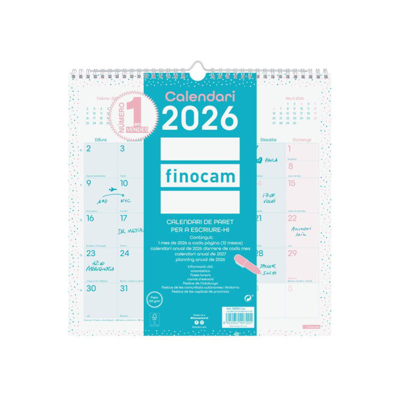 CALENDARIO DE PARED 2026 FINOCAM "CHIC" CATALÁN CALENDARIO DE PARED 2026 FINOCAM "CHIC" CATALÁN