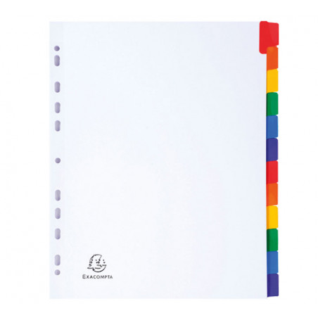 SEPARADORES EXACOMPTA PESTAÑA COLOR 12 POSICIONES A4+