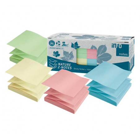 CAJA 12 BLOCS DE NOTAS A-SERIES Z-NOTES 75x75mm COLORES