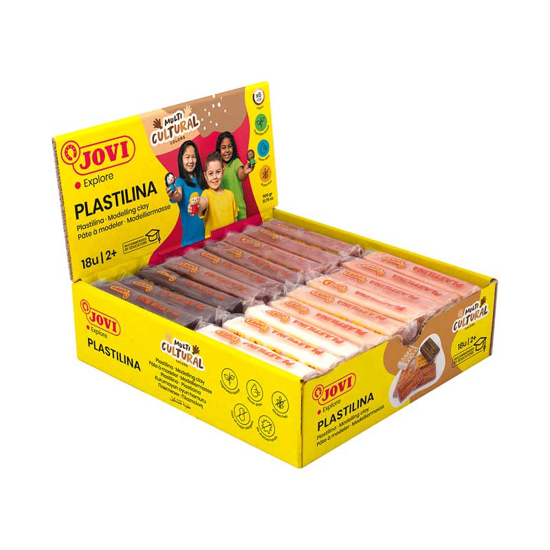 CAJA 18 PASTILLAS PLASTILINA JOVI "MULTI CULTURAL" 50gr CAJA 18 PASTILLAS PLASTILINA JOVI "MULTI CULTURAL" 50gr
