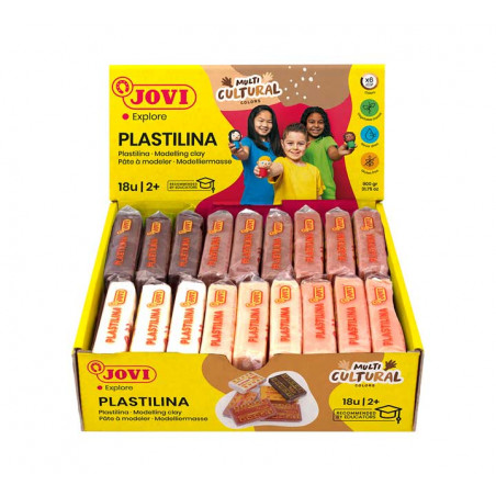 CAJA 18 PASTILLAS PLASTILINA JOVI "MULTI CULTURAL" 50gr