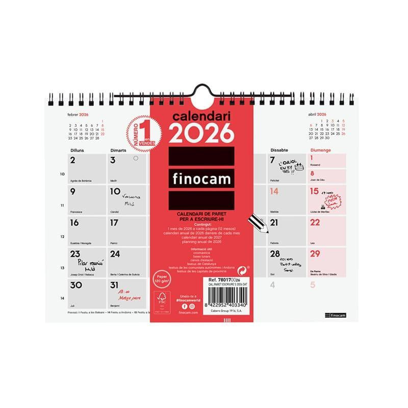 CALENDARIO DE PARED 2026 FINOCAM "NEUTRO: ESCRIBIR S" CATALÁN CALENDARIO DE PARED 2026 FINOCAM "NEUTRO: ESCRIBIR S" CATALÁN