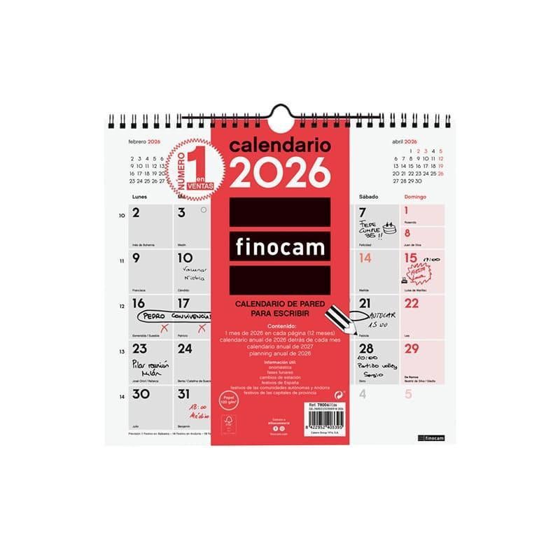 CALENDARIO DE PARED 2026 FINOCAM "NEUTRO: ESCRIBIR M" CASTELLANO