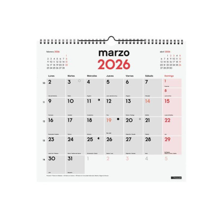 CALENDARIO DE PARED 2026 FINOCAM "NEUTRO: ESCRIBIR L" CASTELLANO