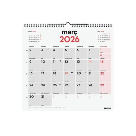 CALENDARIO DE PARED 2026 FINOCAM "NEUTRO: ESCRIBIR L" CATALÁN