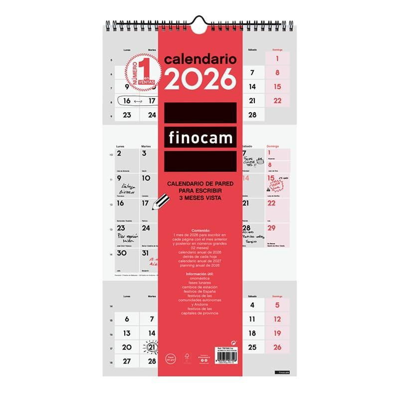 CALENDARIO DE PARED 2026 FINOCAM "NEUTRO: ESCRIBIR 3 MESES VISTA" CASTELLANO