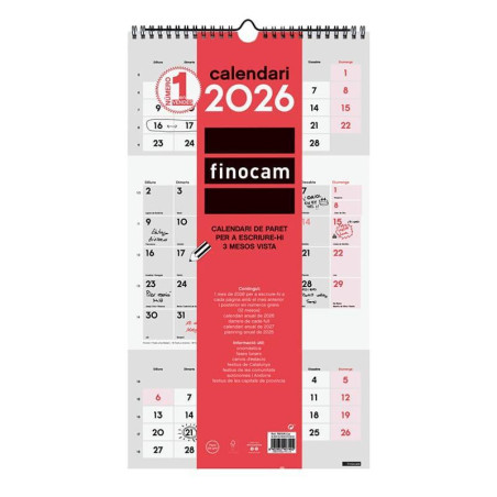 CALENDARIO DE PARED 2026 FINOCAM "NEUTRO: ESCRIBIR 3 MESES VISTA" CATALÁN
