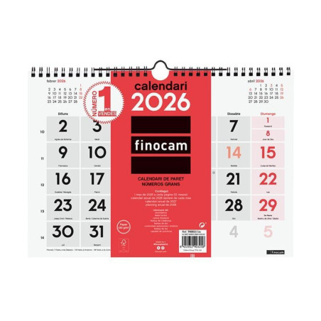 CALENDARIO DE PARED 2026 FINOCAM "NEUTRO: Nº GRANDES M" CATALÁN