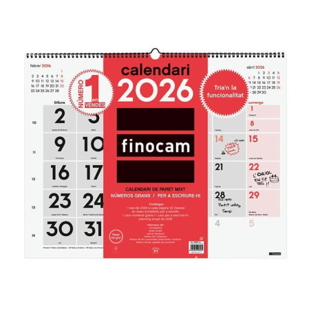 CALENDARIO DE PARED 2026 FINOCAM "NEUTRO: MIXTO XL" CATALÁN