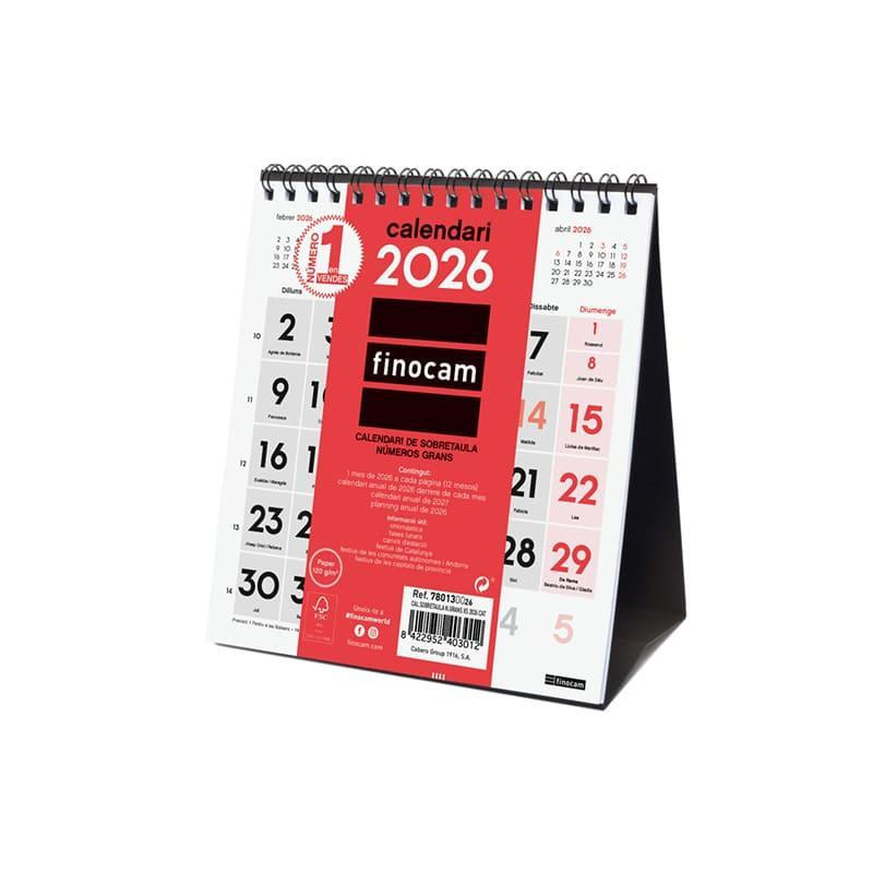 CALENDARIO SOBREMESA 2026 FINOCAM "NEUTRO: Nº GRANDES XS" CATALÁN