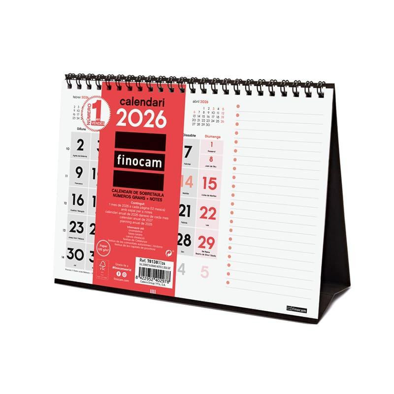CALENDARIO SOBREMESA 2026 FINOCAM "NEUTRO: Nº GRANDES + NOTAS S" CATALÁN CALENDARIO SOBREMESA 2026 FINOCAM "NEUTRO: Nº GRANDES + NOTAS S" CATALÁN