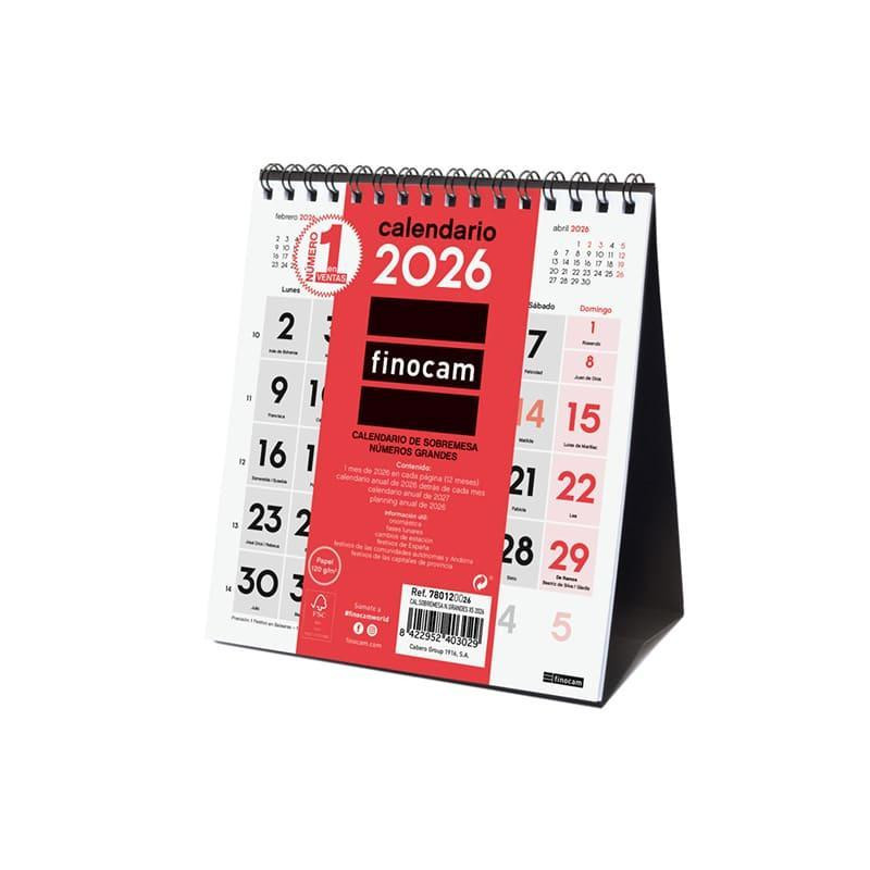 CALENDARIO SOBREMESA 2026 FINOCAM "NEUTRO: Nº GRANDES XS" CASTELLANO