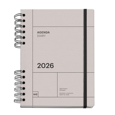 AGENDA 2026 MIQUELRIUS "BACK TO BASICS" SEMANA VISTA 15,5x21,3cm CATALÁN