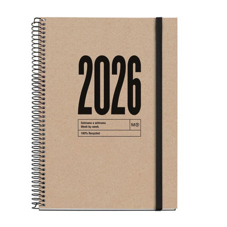 AGENDA 2026 MIQUELRIUS "RECYCLED" SEMANA VISTA VERTICAL 15,5x21,3cm CATALÁN