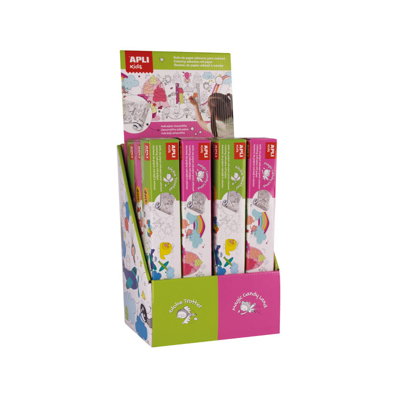 EXPOSITOR 12 ROLLOS APLI KIDS PEGA Y COLOREA EXPOSITOR 12 ROLLOS APLI KIDS PEGA Y COLOREA