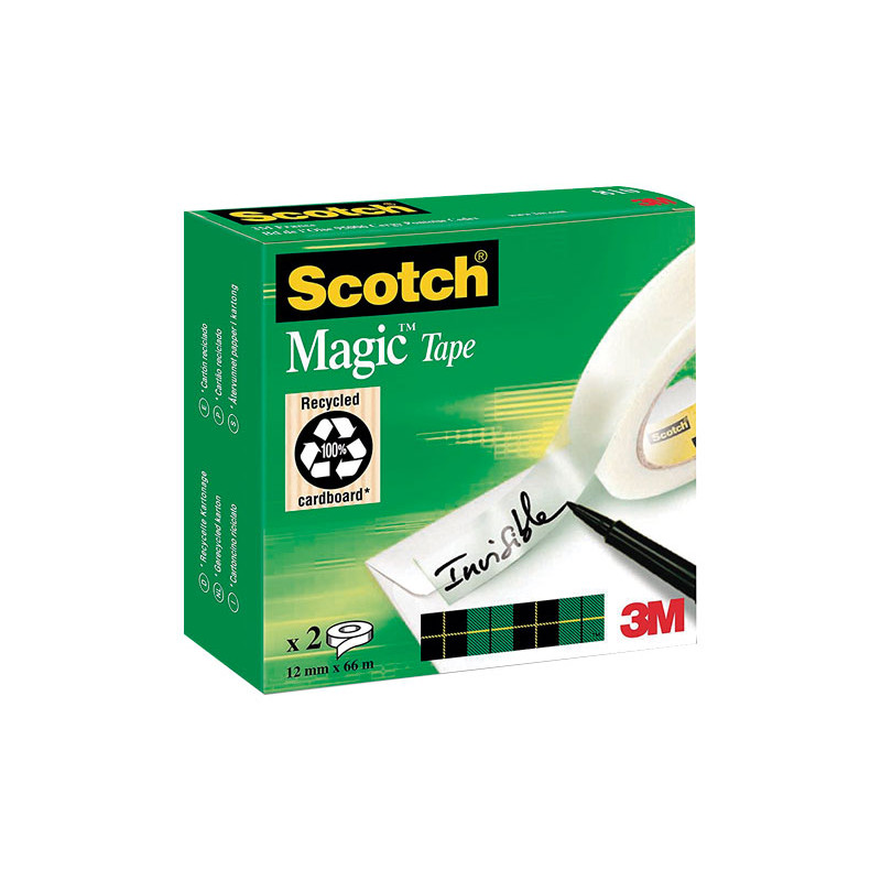 PACK 2 CINTAS ADHESIVAS SCOTCH MAGIC 810 12mmx66m