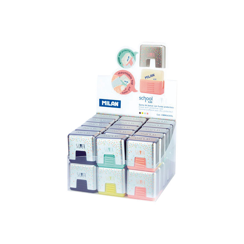 CAJA 30 GOMAS DE BORRAR MILAN 430 CON FUNDA SCHOOL SILVER CAJA 30 GOMAS DE BORRAR MILAN 430 CON FUNDA SCHOOL SILVER