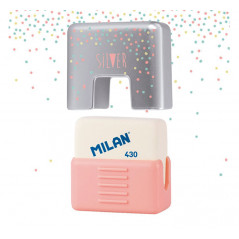 CAJA 30 GOMAS DE BORRAR MILAN 430 CON FUNDA SCHOOL SILVER