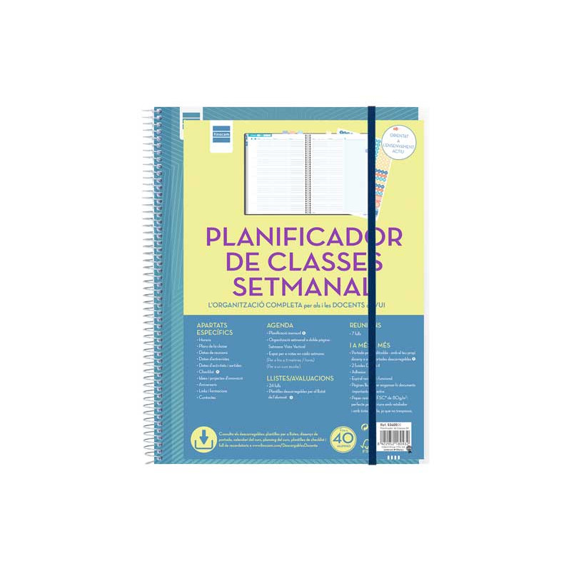 PLANIFICADOR DE CLASES FINOCAM SEMANA VISTA 230x310mm CATALÁN