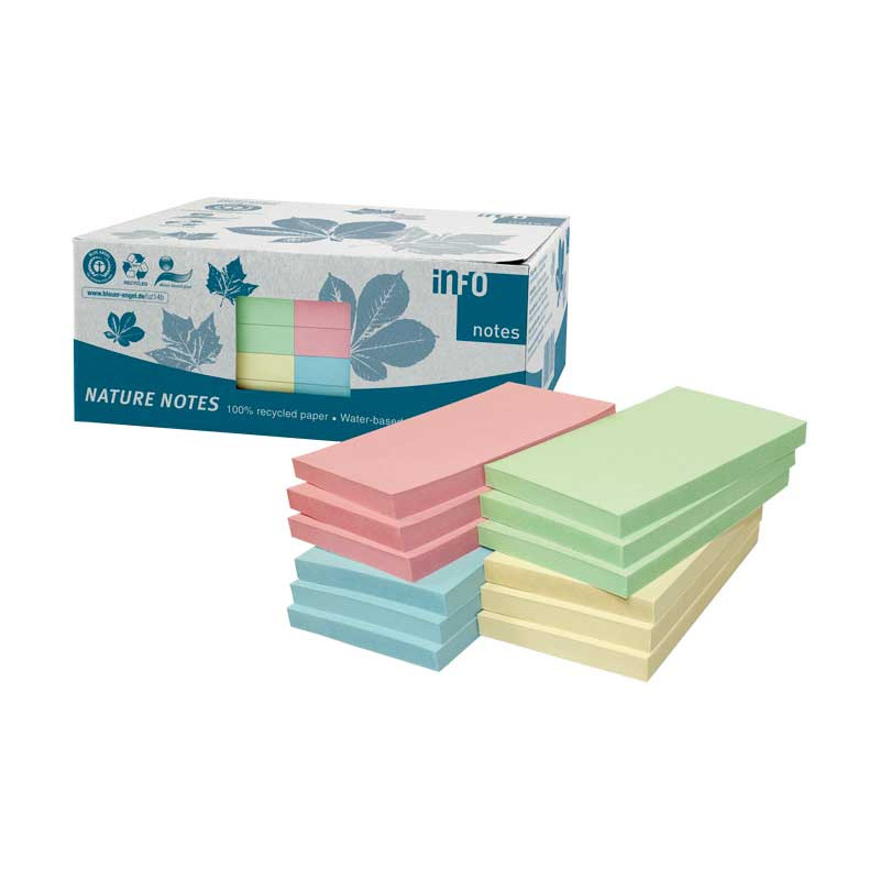 CAJA 12 BLOCS NOTAS ADHESIVAS RECICLADAS A-SERIES COLORES 125x75mm