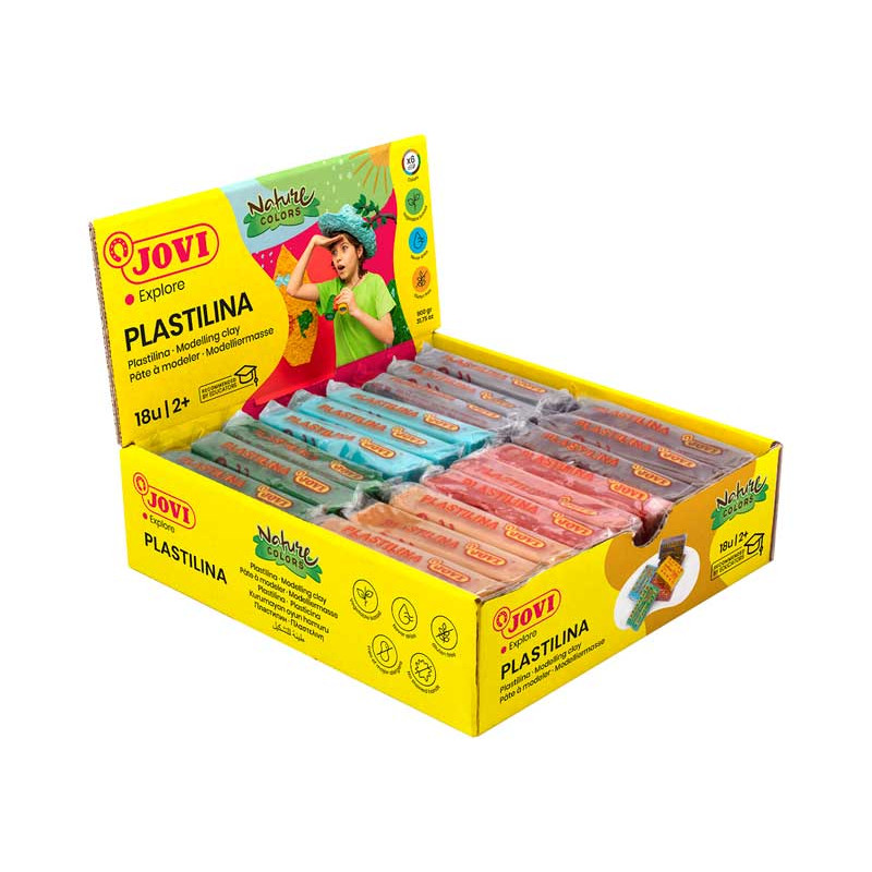 CAJA 18 PASTILLAS PLASTILINA JOVI "NATURAL COLORS" 50gr