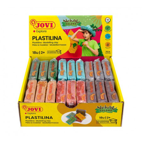 CAJA 18 PASTILLAS PLASTILINA JOVI "NATURAL COLORS" 50gr