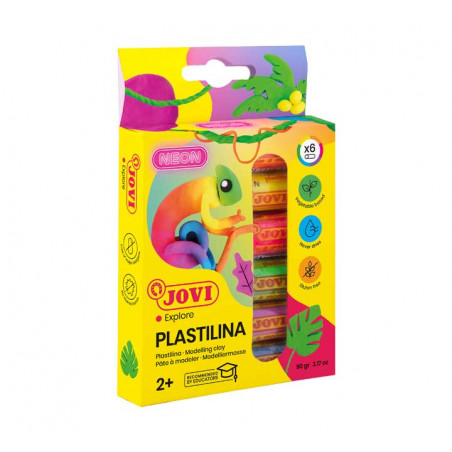 CAJA 6 TUBOS PLASTILINA JOVI "NEON" 15gr