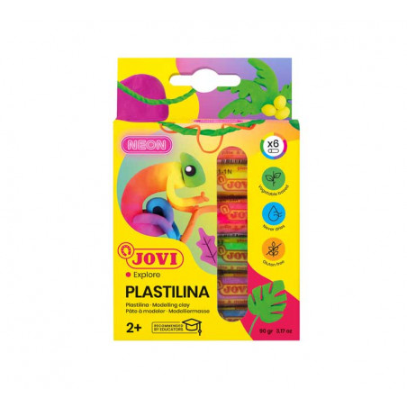 CAJA 6 TUBOS PLASTILINA JOVI "NEON" 15gr