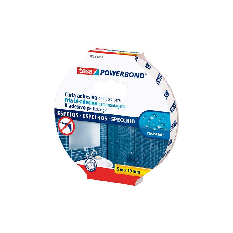 CINTA ADHESIVA DE DOBLE CARA TESA POWERBOND ESPEJOS 5m x 19mm