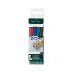 ESTUCHE 4 ROTULADORES PERMANENTE FABER CASTELL MULTIMARK 1mm