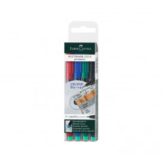 ESTUCHE 4 ROTULADORES PERMANENTE FABER CASTELL MULTIMARK 0,4mm