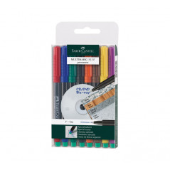 ESTUCHE 8 ROTULADORES PERMANENTE FABER CASTELL MULTIMARK 0,6mm