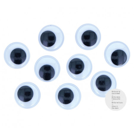 BOLSA 12 OJOS MÓVILES INNSPIRO ADHESIVOS FLUORESCENTES Ø18mm