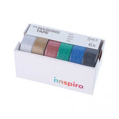 SET 6 CINTAS WASHI TAPE INNSPIRO SERIE GLITTER