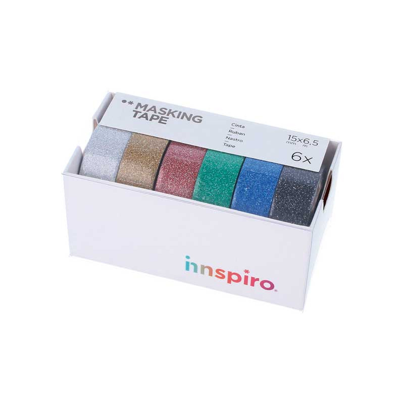 SET 6 CINTAS WASHI TAPE INNSPIRO SERIE GLITTER