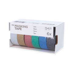 SET 6 CINTAS WASHI TAPE INNSPIRO SERIE GLITTER