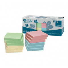 CAJA 12 BLOCS NOTAS ADHESIVAS RECICLADAS A-SERIES COLORES 75x75mm