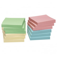 CAJA 12 BLOCS NOTAS ADHESIVAS RECICLADAS A-SERIES COLORES 75x75mm