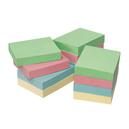 CAJA 12 BLOCS NOTAS ADHESIVAS RECICLADAS A-SERIES COLORES 50x40mm