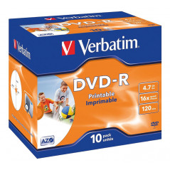 SLIM CASE 10 DVD-R VERBATIM 16X 4.7GB ADVANCED IMPRIMIBLE
