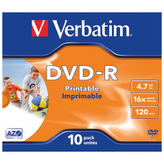 SLIM CASE 10 DVD-R VERBATIM 16X 4.7GB ADVANCED IMPRIMIBLE