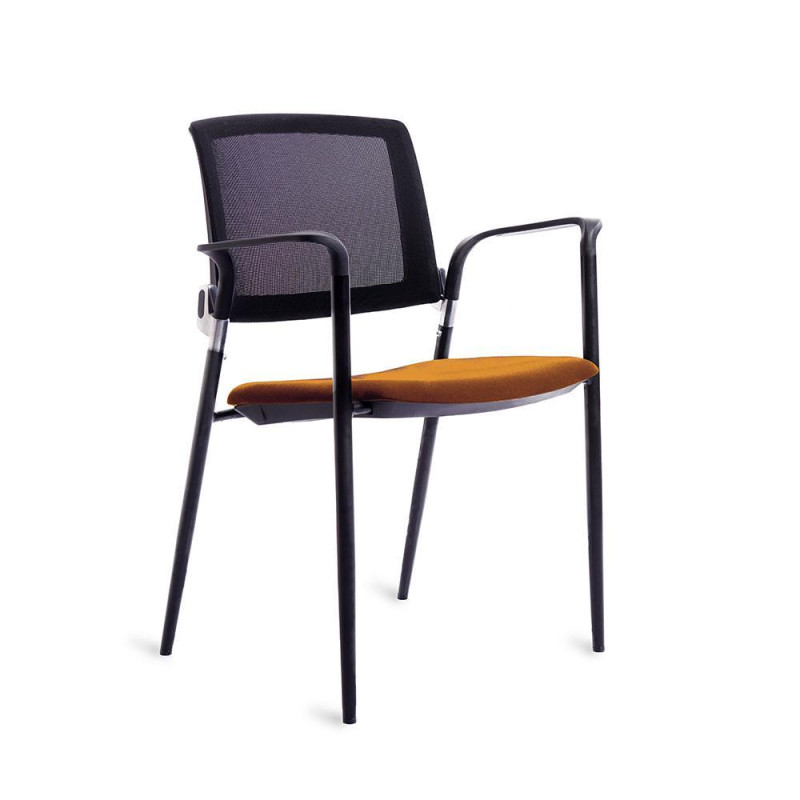 SILLA CONFIDENTE ROCADA RESPALDO MALLA ESTRUCTURA NEGRA