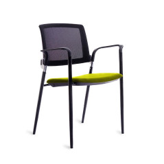 SILLA CONFIDENTE ROCADA RESPALDO MALLA ESTRUCTURA NEGRA