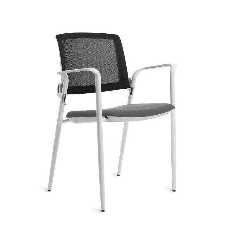 SILLA CONFIDENTE ROCADA RESPALDO MALLA ESTRUCTURA BLANCA