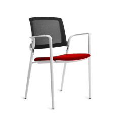 SILLA CONFIDENTE ROCADA RESPALDO MALLA ESTRUCTURA BLANCA